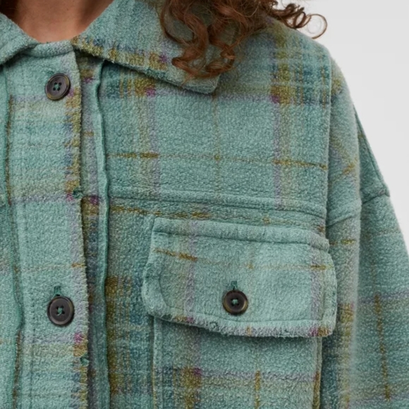 Free People Long Ruby Shaket Shirt Jacket Plaid Button Up XL 1X - Picture 6 of 7